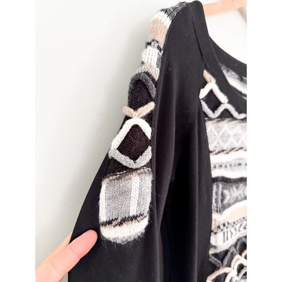 Tricotto | Mixed Media Mini Sweater Dress | Sz M - Picture 3 of 8